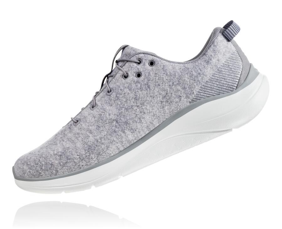 Hoka One One Hardloopschoenen Heren - Hupana Flow Wool - Grijs - ON1236908